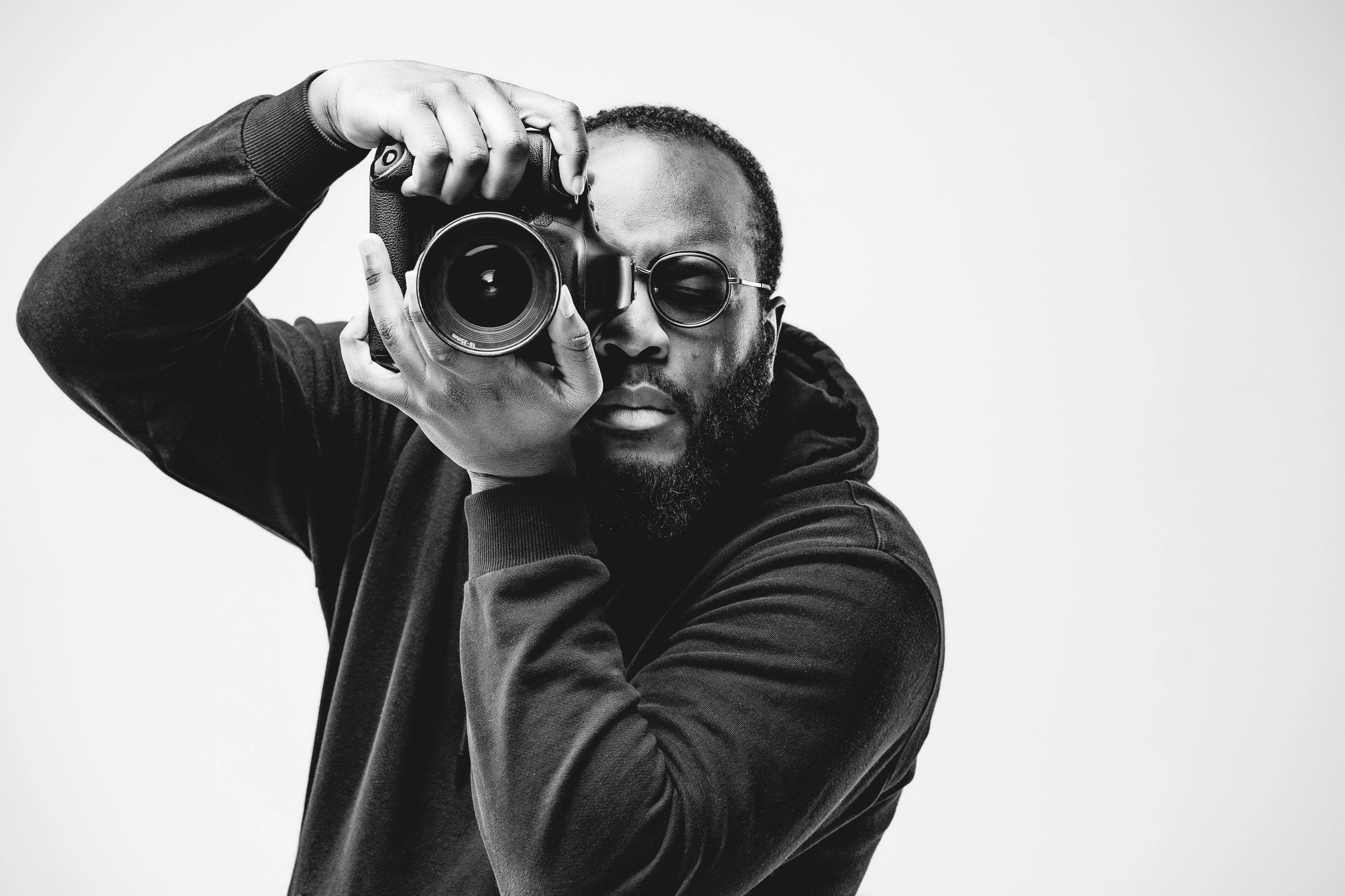 Professional photographer working in a studio